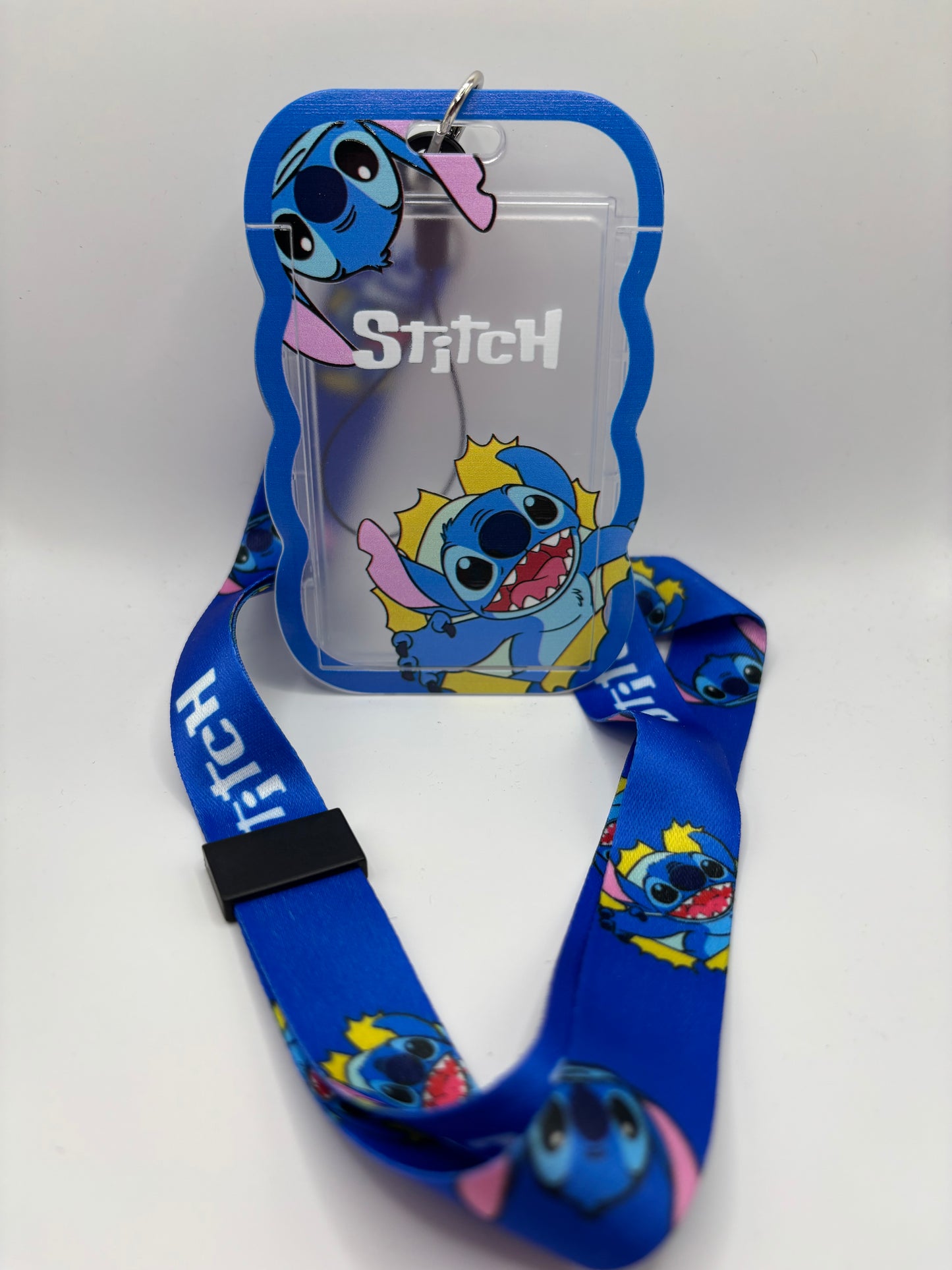 Stitch ID Holder with Dark Blue Lanyard