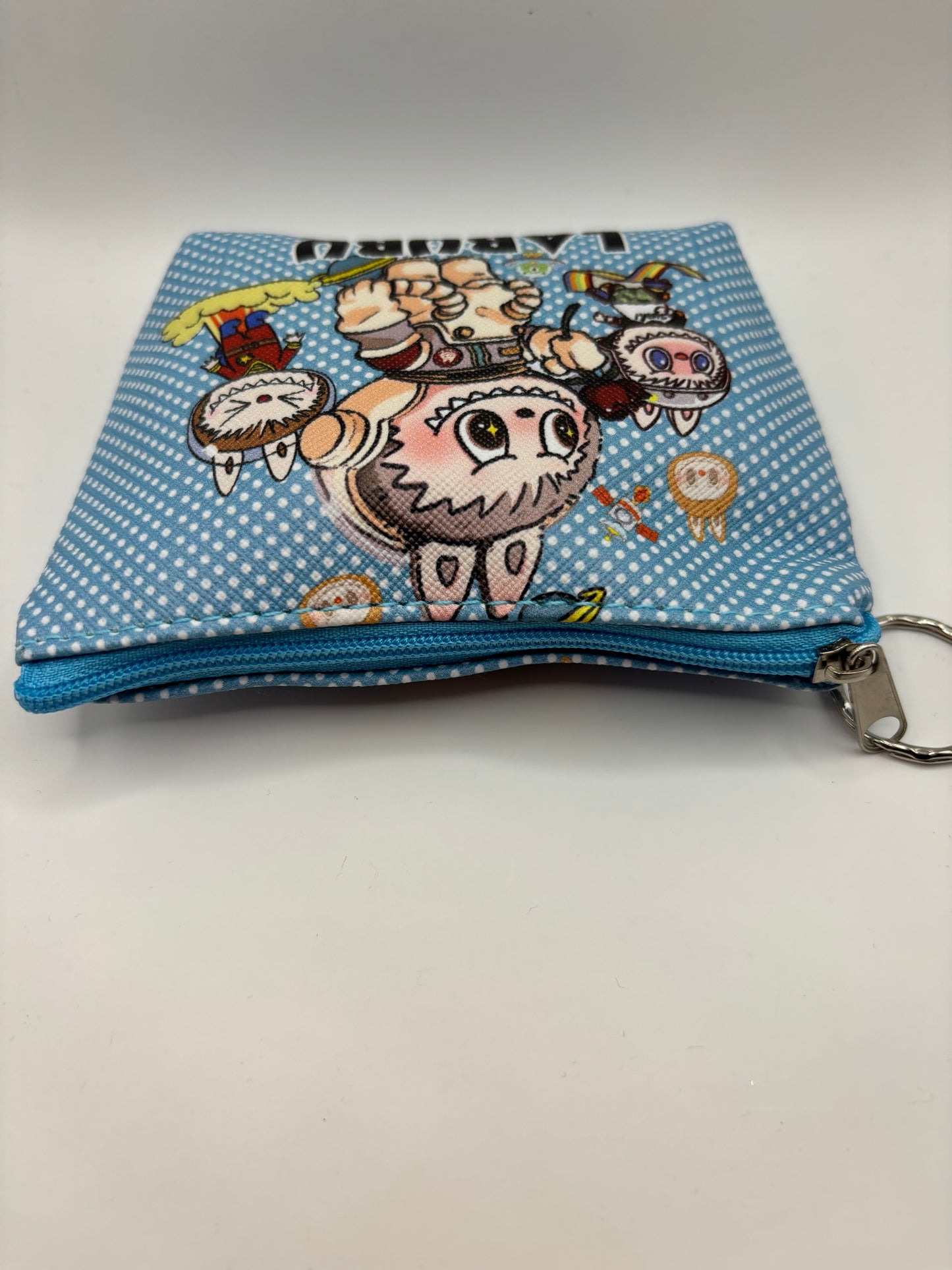 Blue Poka Dot Labubu Keychain Coin Purse