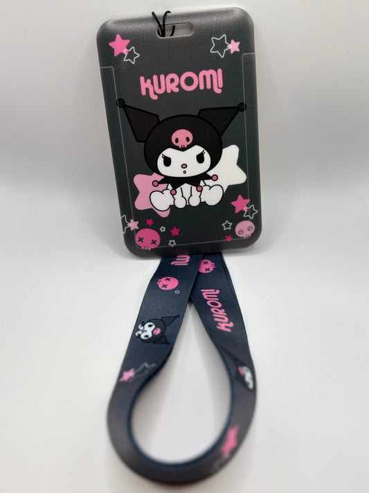 Kuromi ID Holder with Dark Grey Lanyard