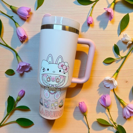 40 oz Labubu Hello Kitty Insulated Tumbler