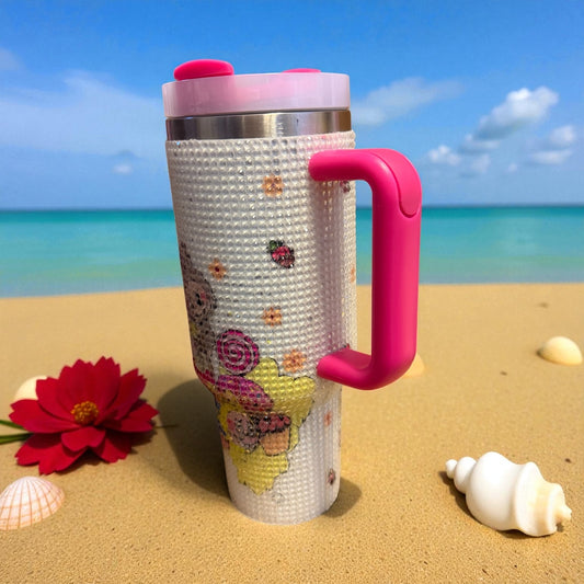 40 oz Labubu Crystal encrusted Hot Pink Lolli Insulated Tumbler
