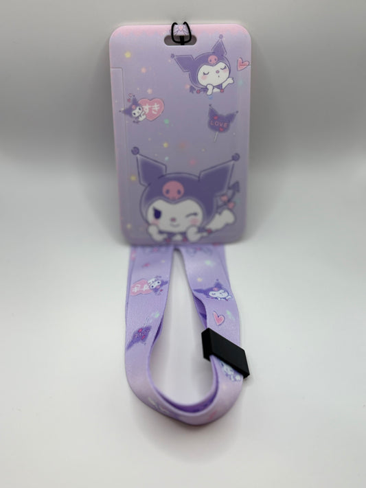Light purple Kuromi ID Holder and Lanyard