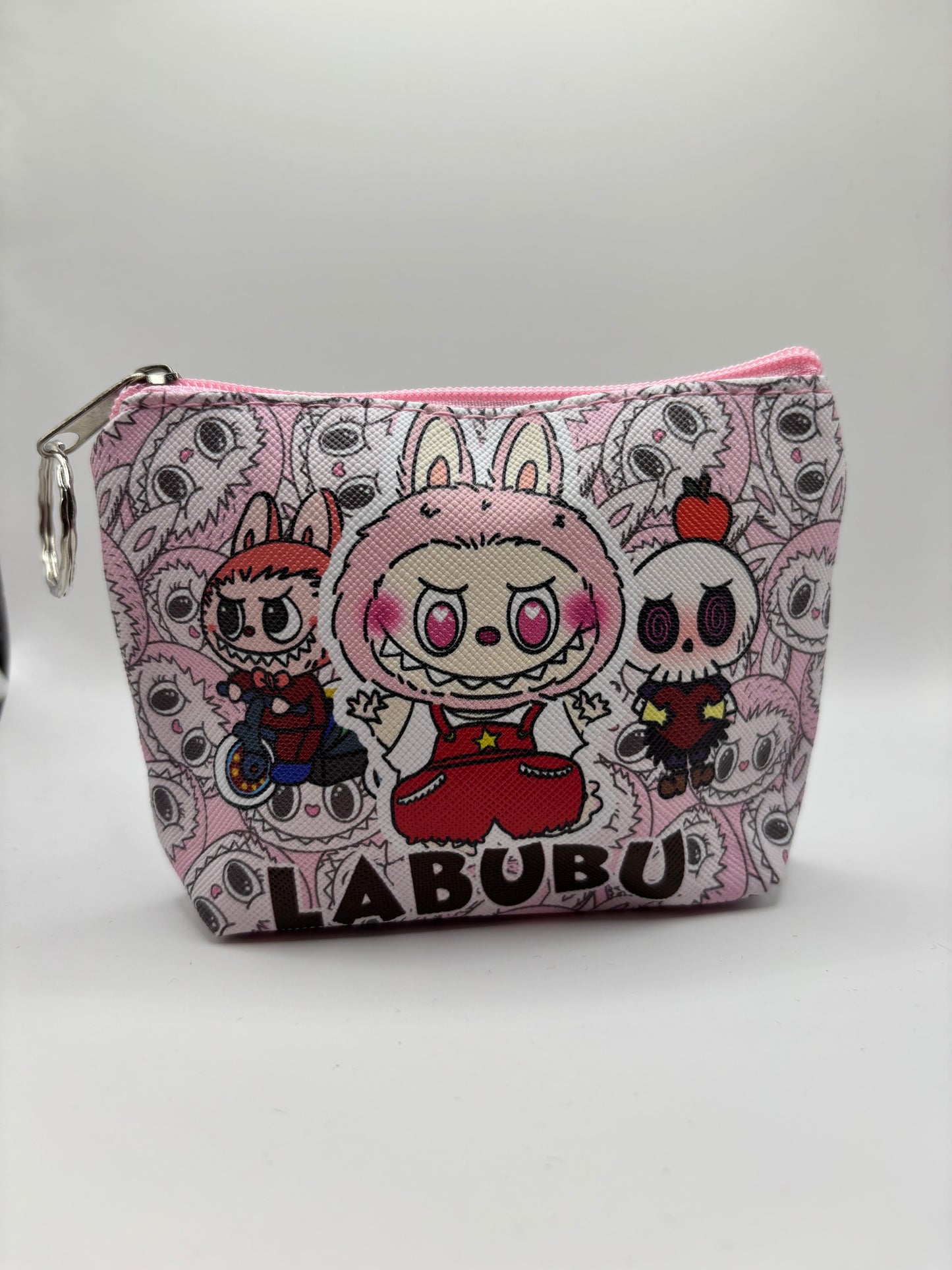 Pink Labubu keychain Coin purse