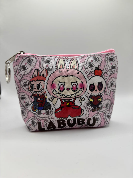 Pink Labubu keychain Coin purse