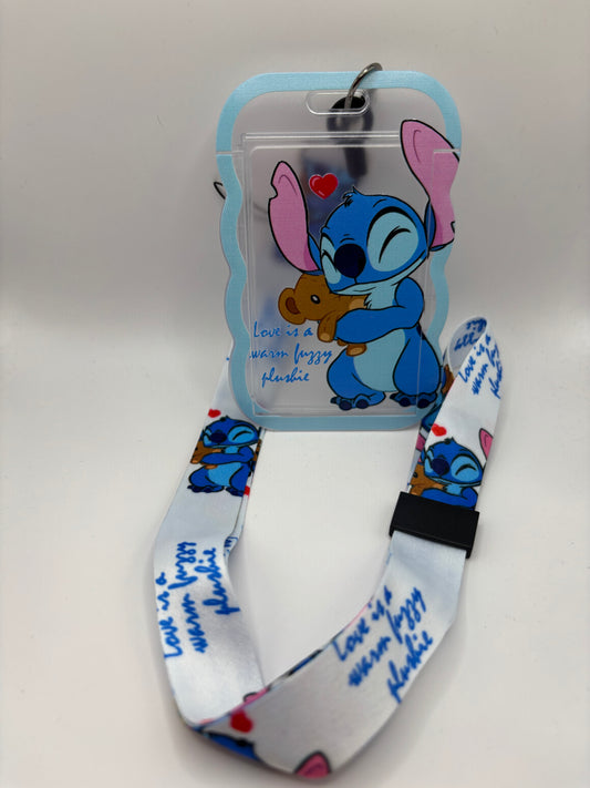Light Blue Stitch Lanyard and ID Holder