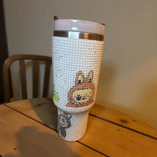 40 oz Brown Labubu Crystal Encrusted Insulated Tumbler