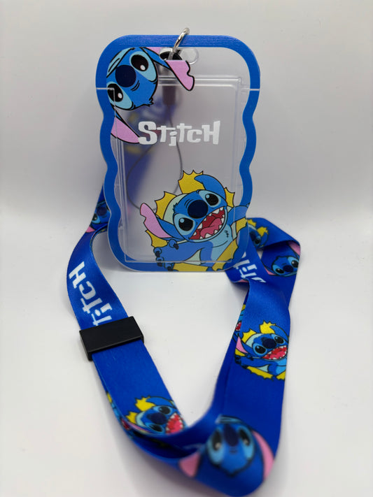 Stitch ID Holder with Dark Blue Lanyard
