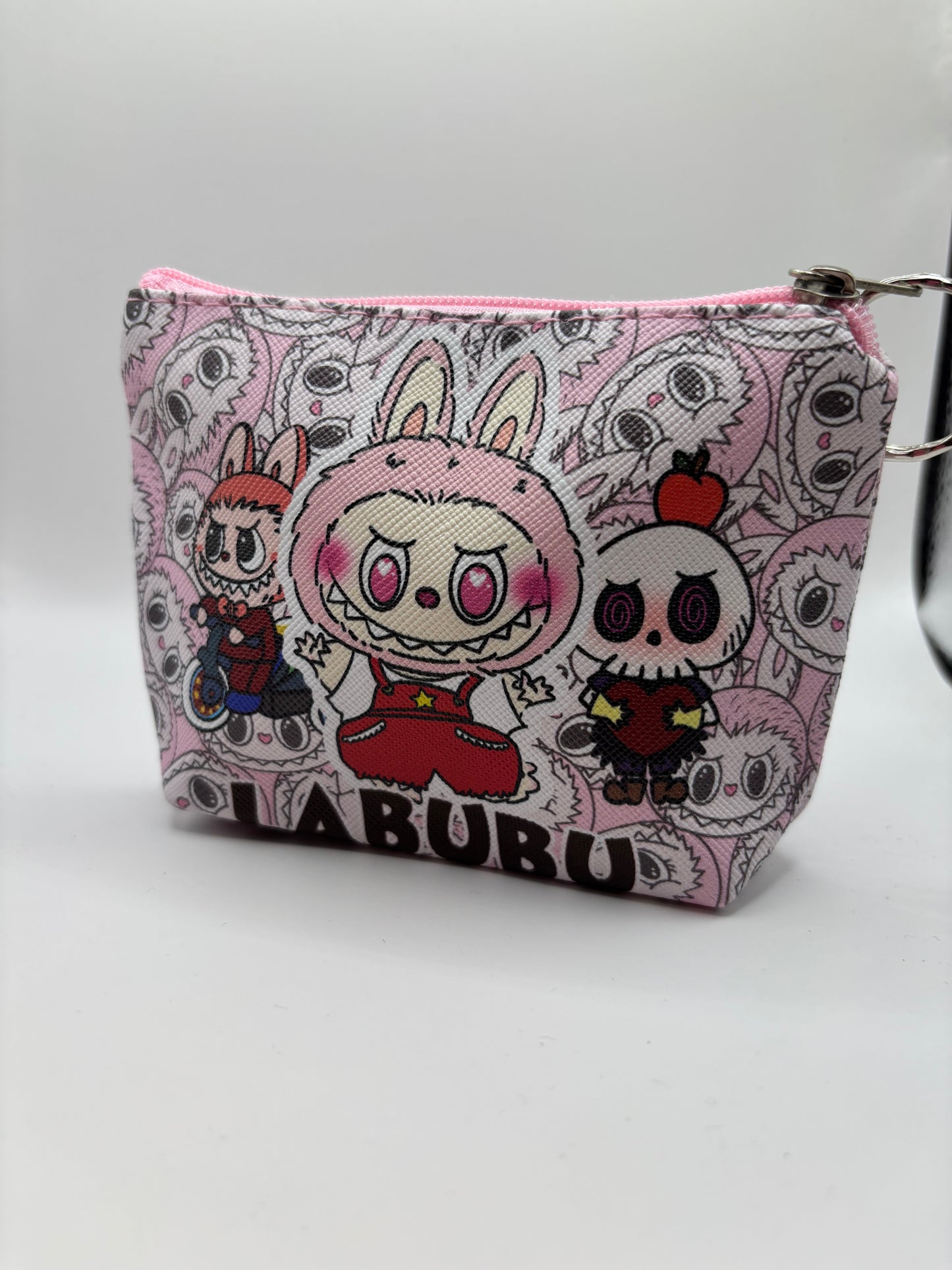Pink Labubu keychain Coin purse