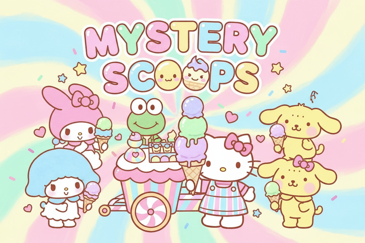 Hello Kitty and friends and it needs to say on it “Mystery Scoops”