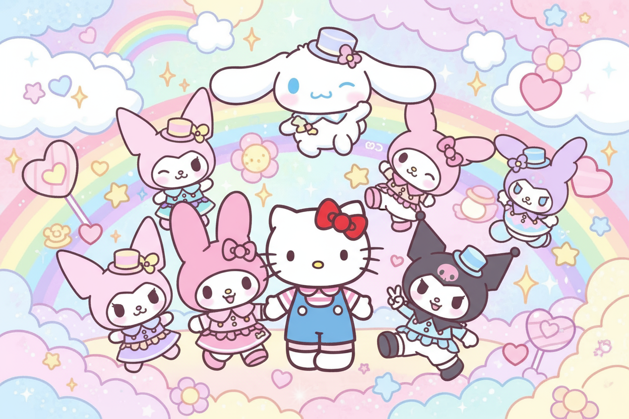 Hello Kitty and friends and labubu
